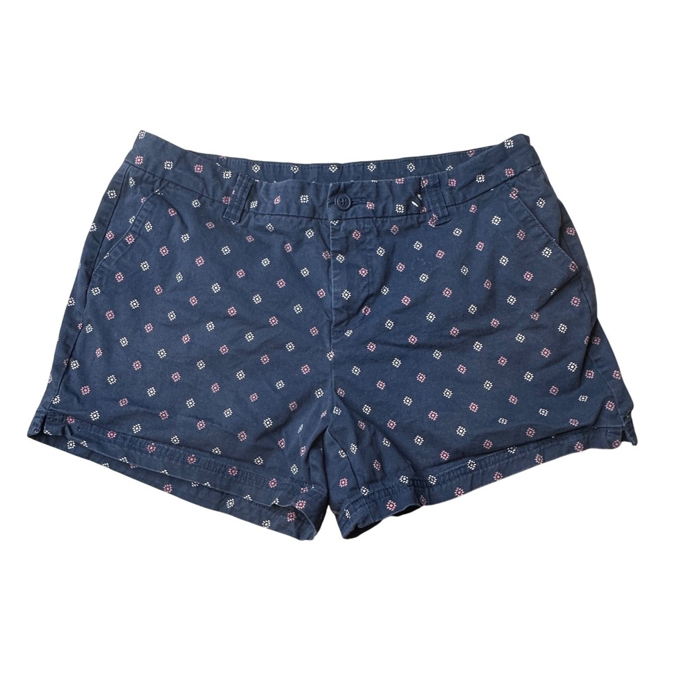 Magellan Outdoors Shorts Women 14 Blue Geometric Print Chino Stretch Hiking